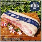Beef Sirloin aged chilled Australia STEER young cattle HARVEY whole cuts +/- 5.5 kg/pc (price/kg) Striploin / New York Strip / Has Luar PREORDER 2-3 days notice